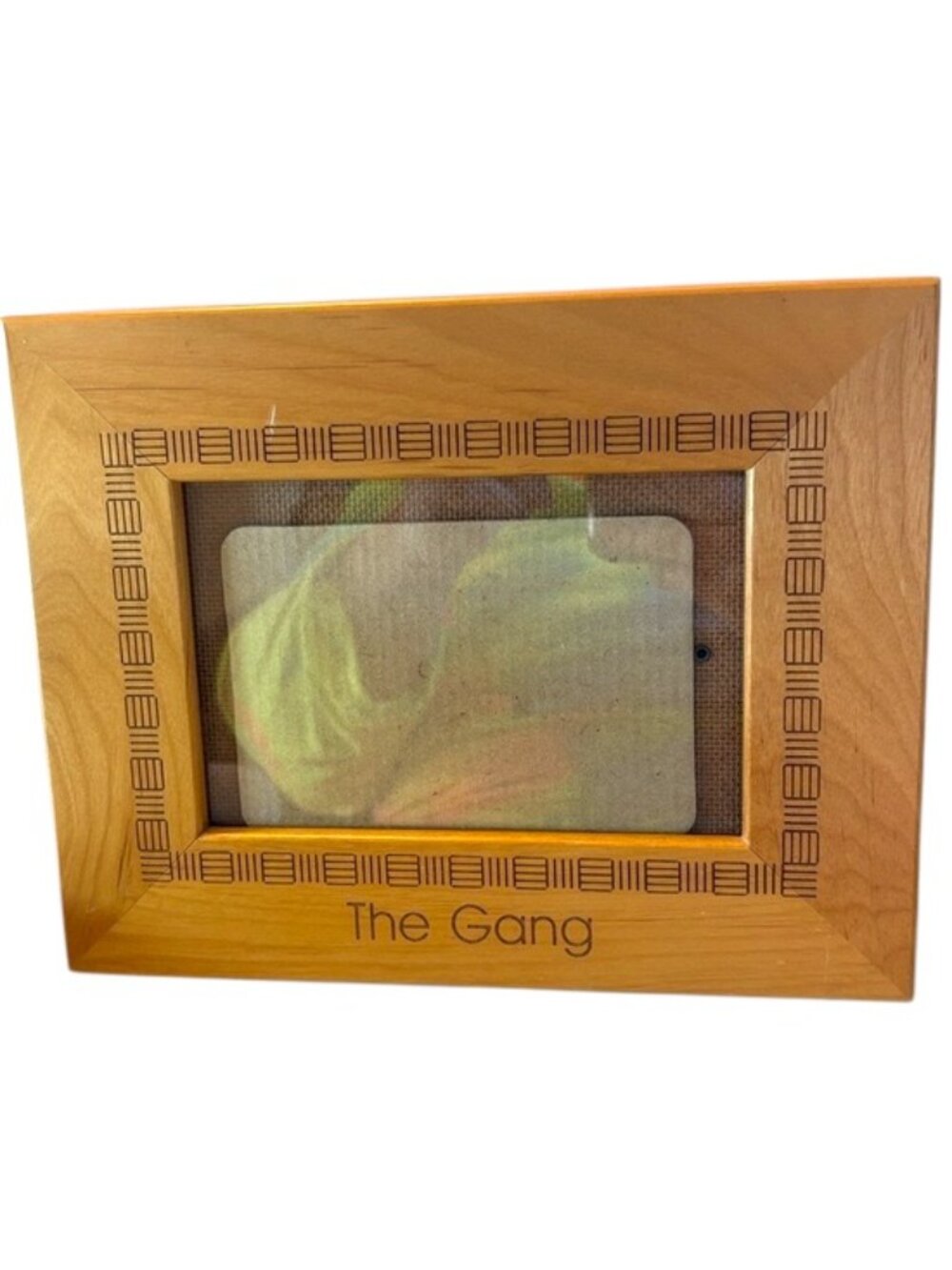 Vintage 2001 Avante Laser Art “The Gang” Wooden Picture Frame for a 4x6 Photo